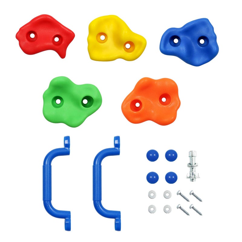 Rainbow Craft DIY Monkey Rock Climbing Holds for Kids - Wall Climbing Rocks of 20pc Rock Wall Holds, 2pc Handles & 1pc 8ft Knotted Climbing Rope - Kids Rock Climbing Holds Rock Wall Climbing Kit - Image 4